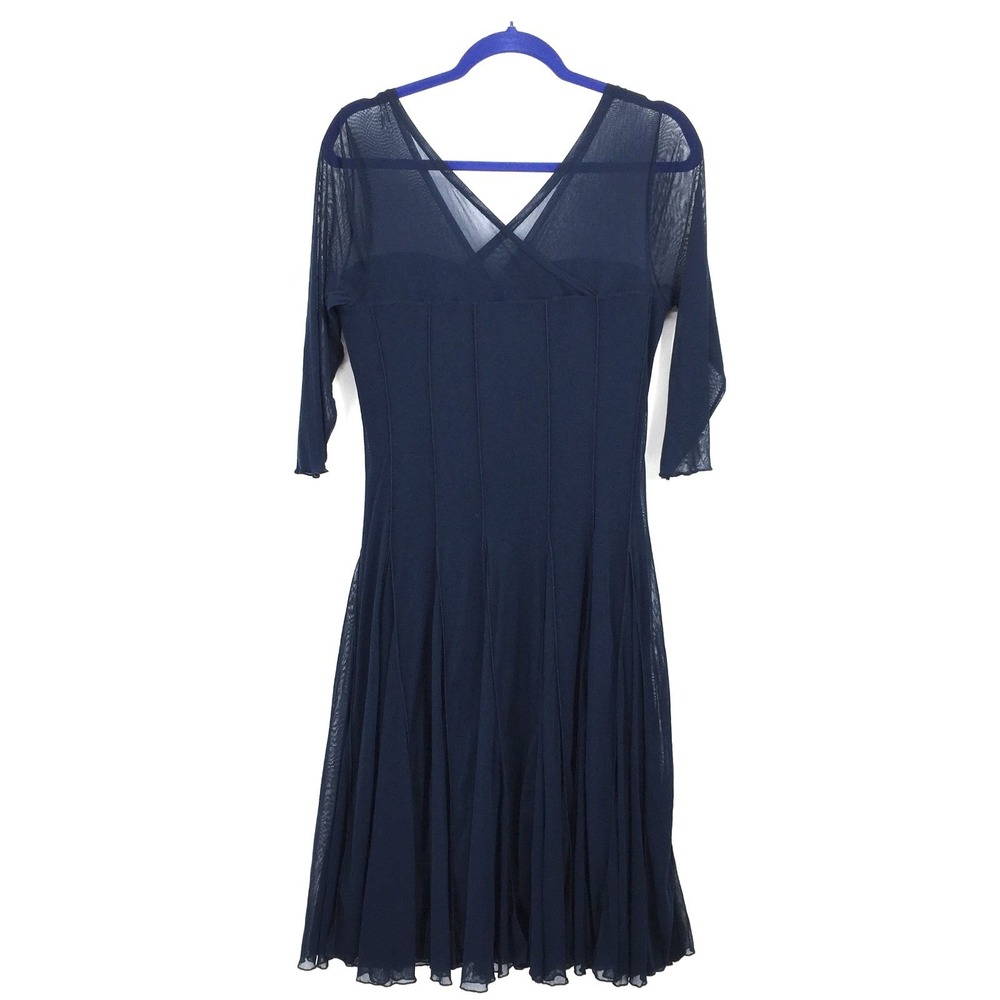 NEW ELANA‎ KATTAN maxima tulle dress navy sheer sleeve whimsigoth fairycore L